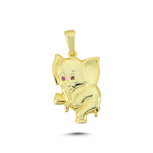 14K Gold Elephant Animal Charm Necklace