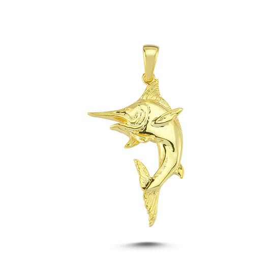 14K Gold Swordfish Animal Charm Necklace