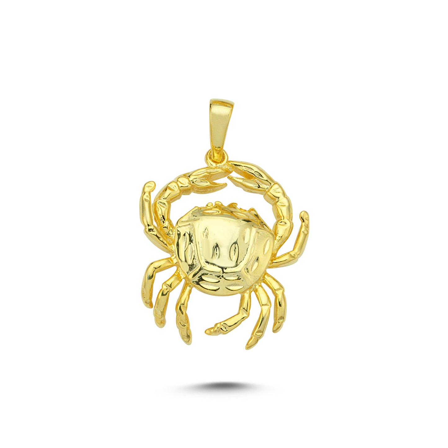 14K Gold Crab Disc Animal Charm Necklace