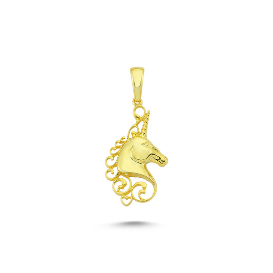 14K Gold Horse Head Animal Charm Necklace