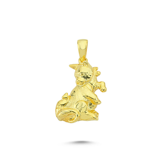 14K Gold Cat Animal Charm Necklace