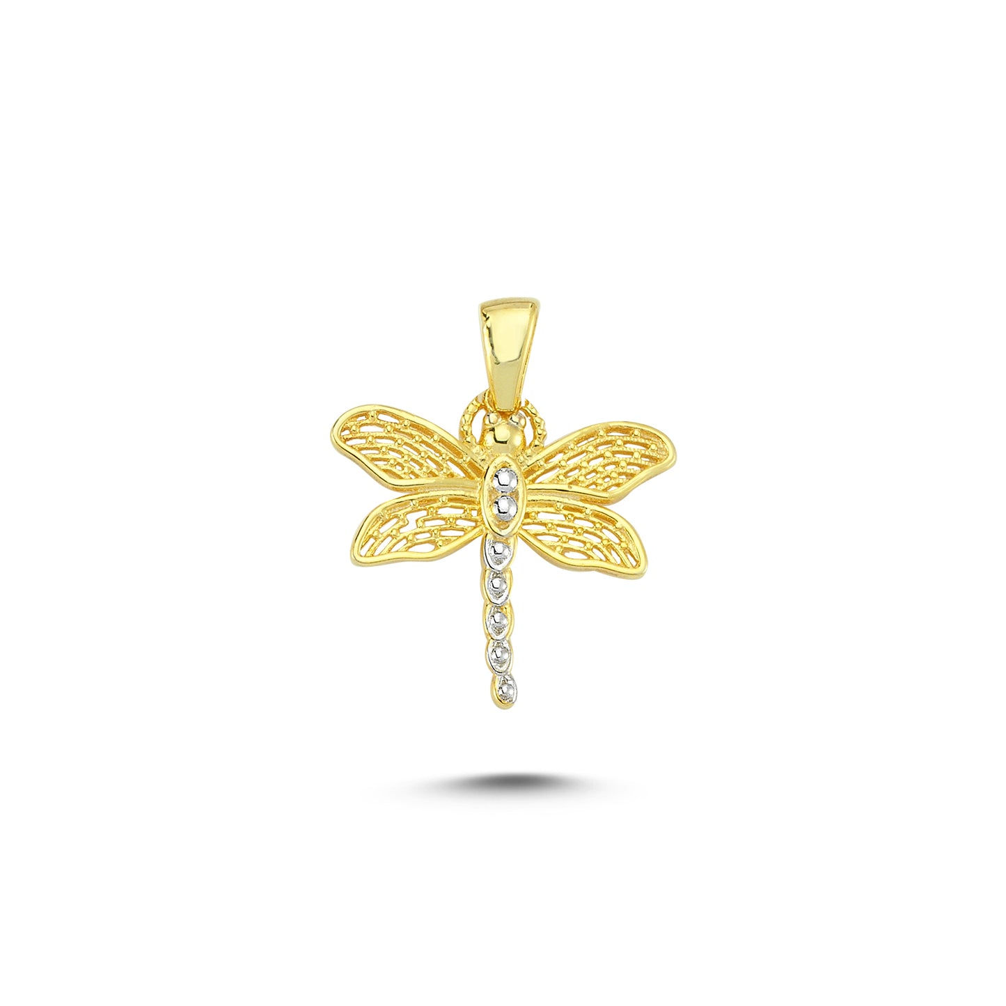 14K Gold Dragonfly Animal Charm Necklace