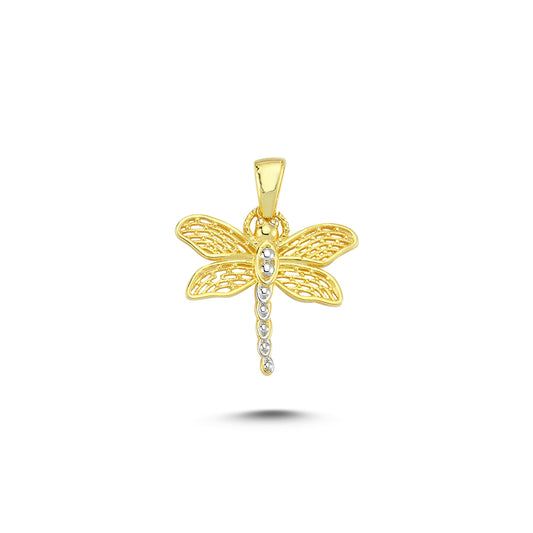 14K Gold Dragonfly Animal Charm Necklace