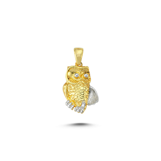 14K Gold Owl Animal Charm Necklace