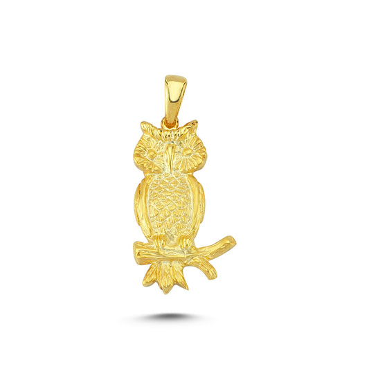 14K Gold Owl Animal Charm Necklace