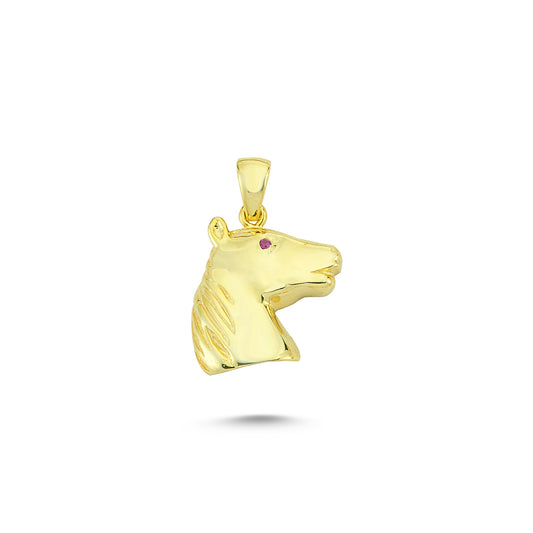 14K Gold Horse Head Animal Charm Necklace