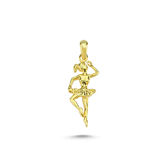 14K Gold Ballerina Charm Necklace