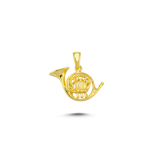 14K Gold French Horn Charm Necklace