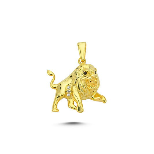 14K Gold Lion Animal Charm Necklace