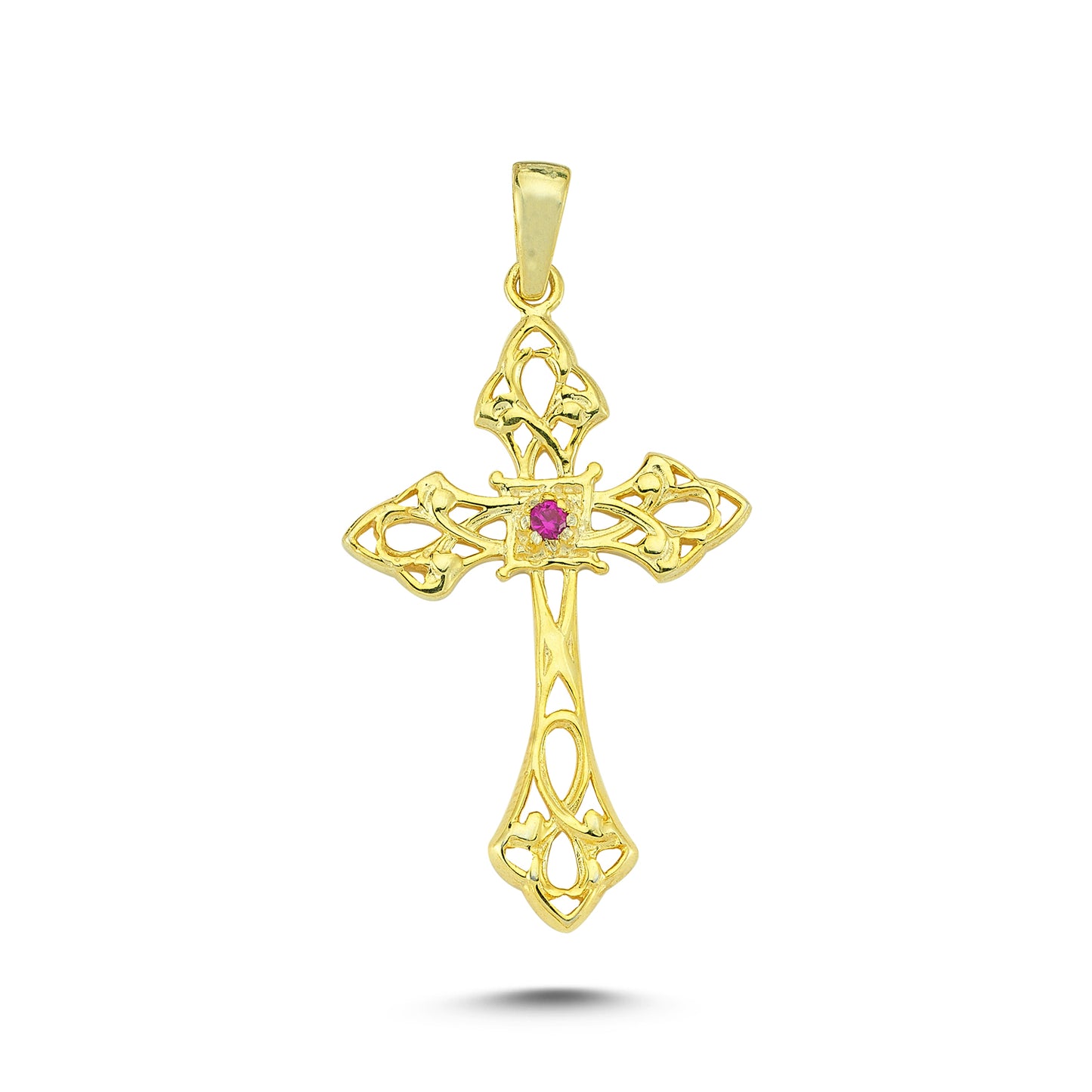 14K Gold Cross Charm Necklace