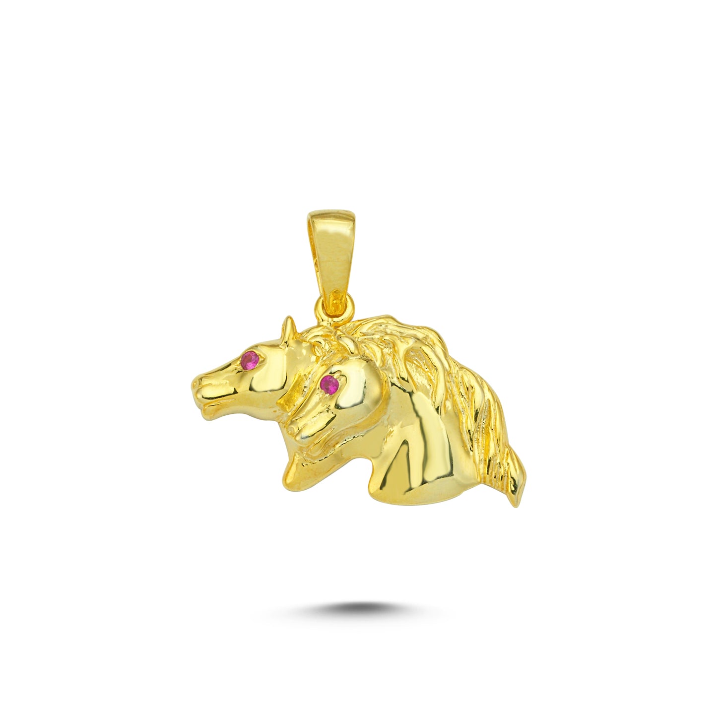 14K Gold Double Horse Head Animal Charm Necklace