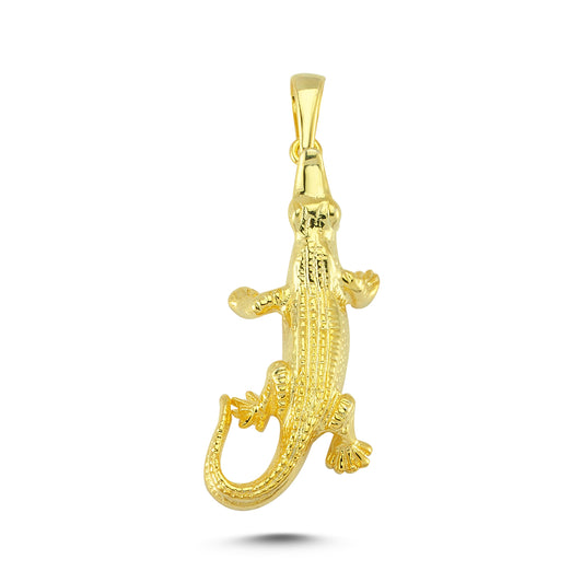 14K Gold Crocodile Animal Charm Necklace