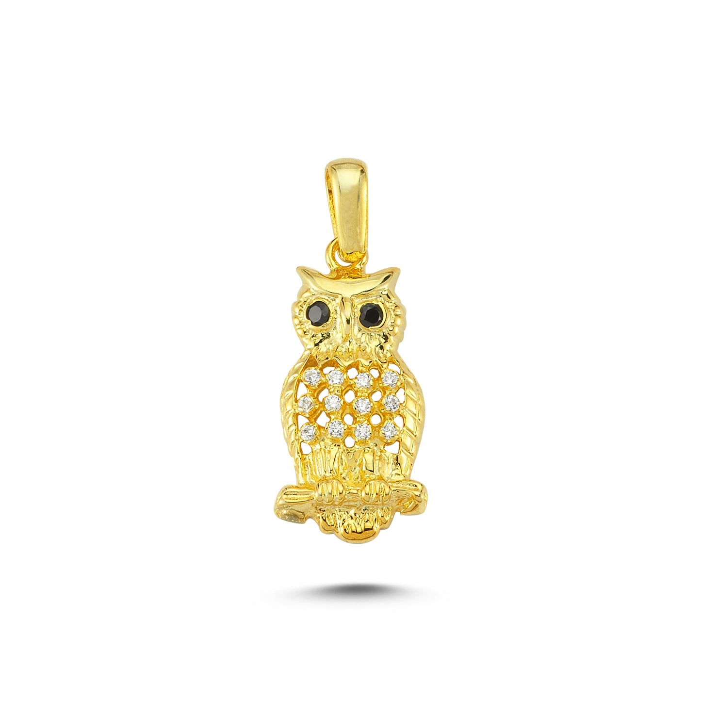 14K Gold Owl Animal Charm Necklace