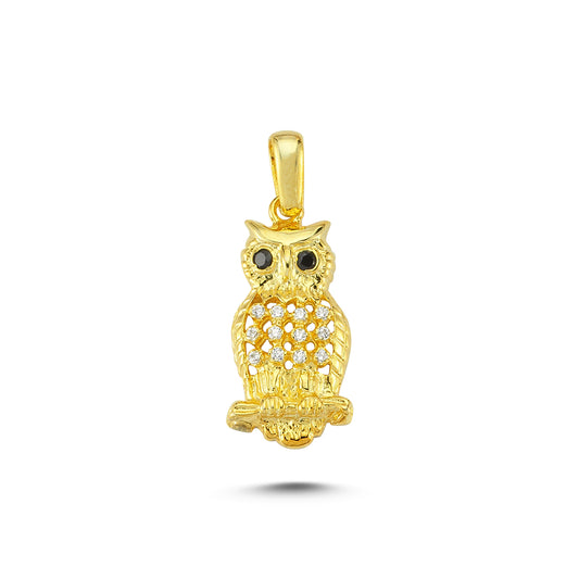 14K Gold Owl Animal Charm Necklace