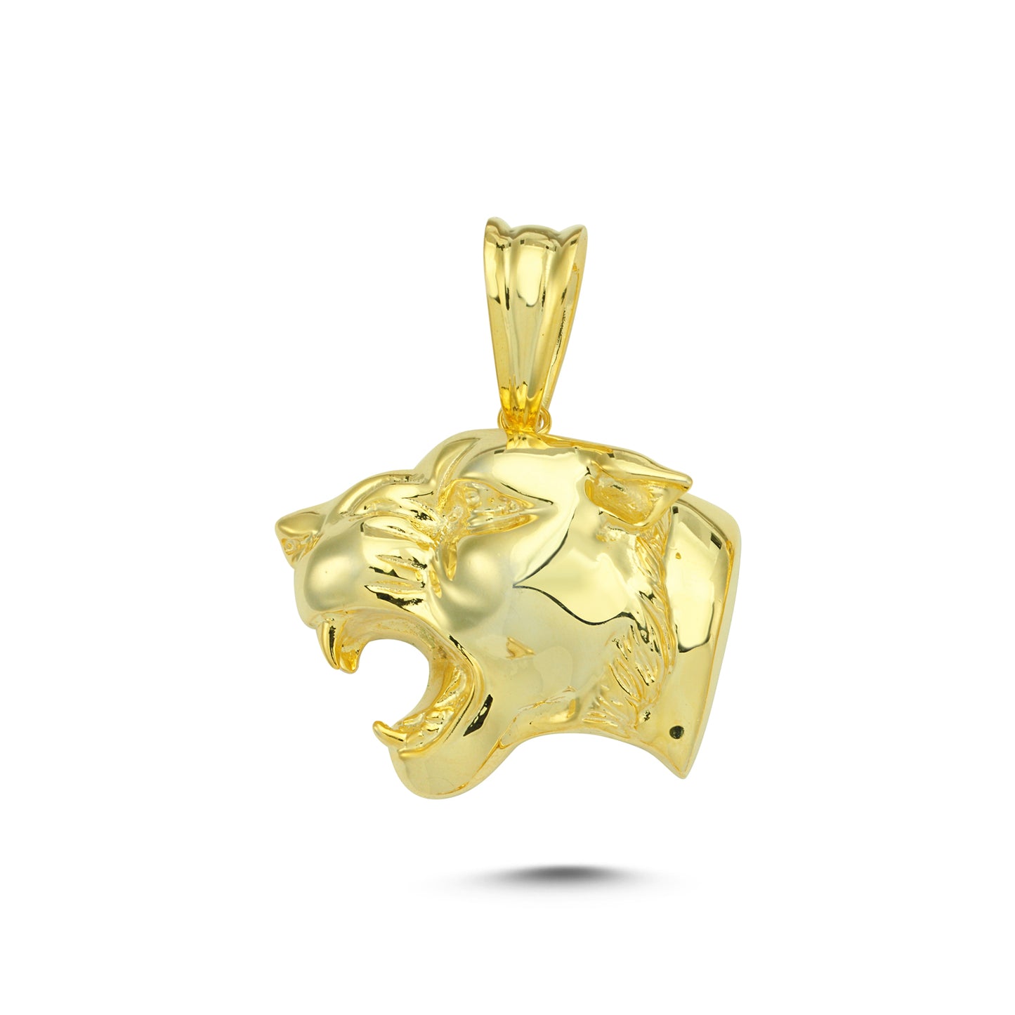 14K Gold Panther Head Animal Charm Necklace