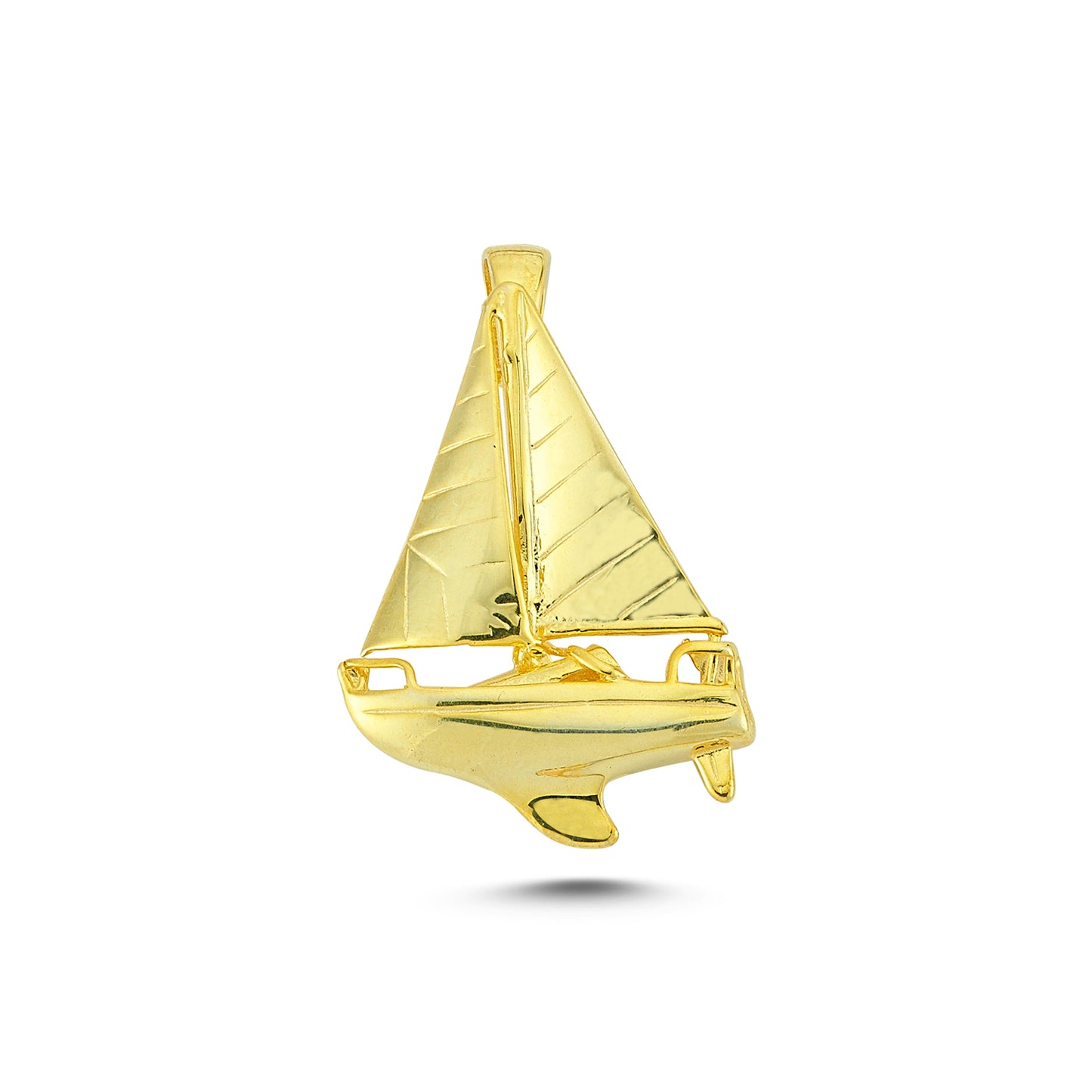 14K Gold Sail Boat Sport Charm Necklace