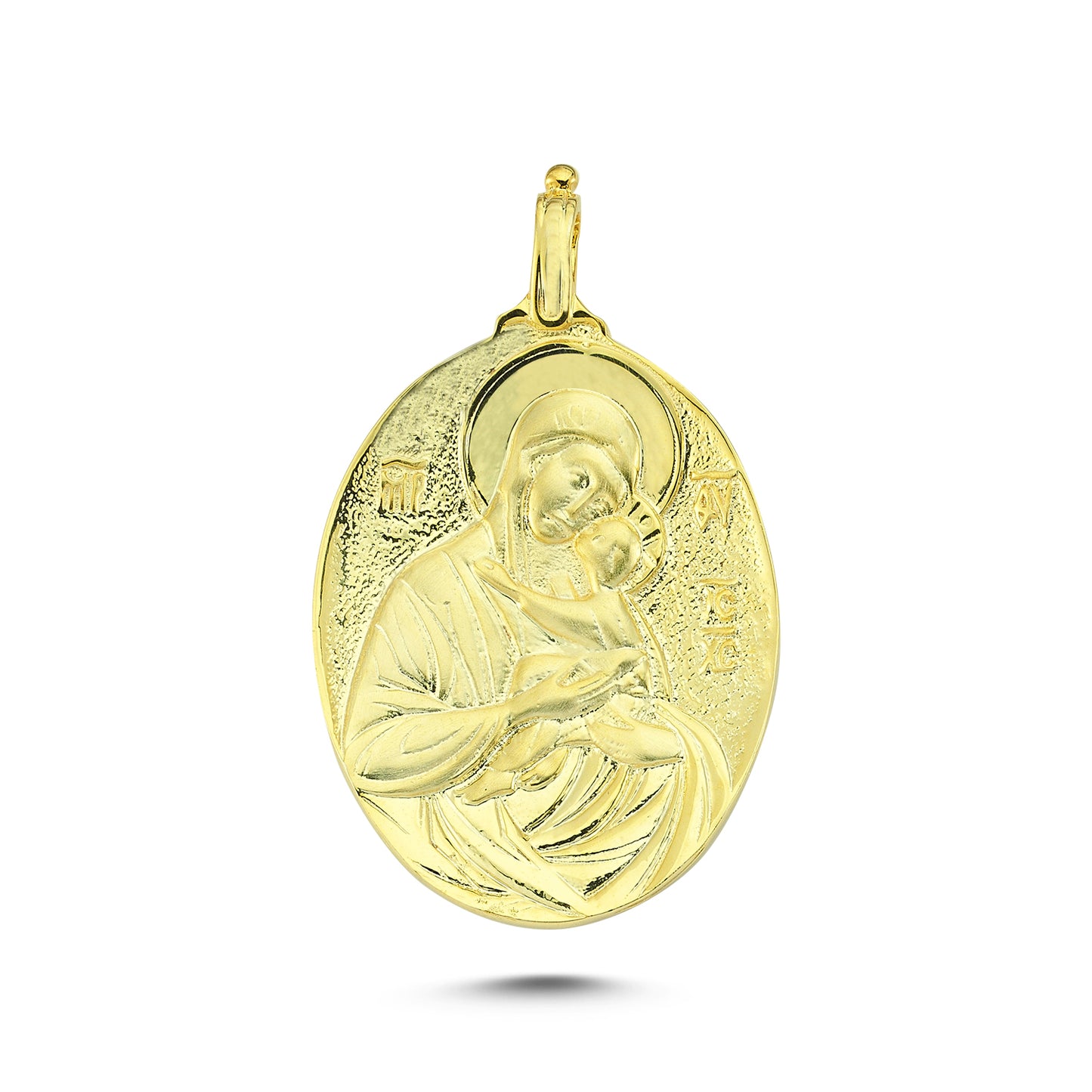 14K Gold Miraculous Virgin Mary Charm Necklace