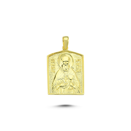 14K Gold Saint Charalambos (Haralampus) of Magnesia Greek Orthodox Charm Necklace