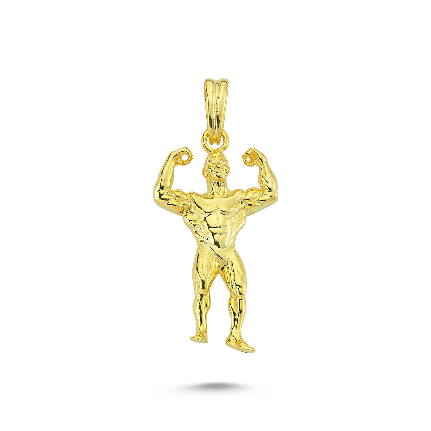 14K Gold Body Builder Charm Necklace