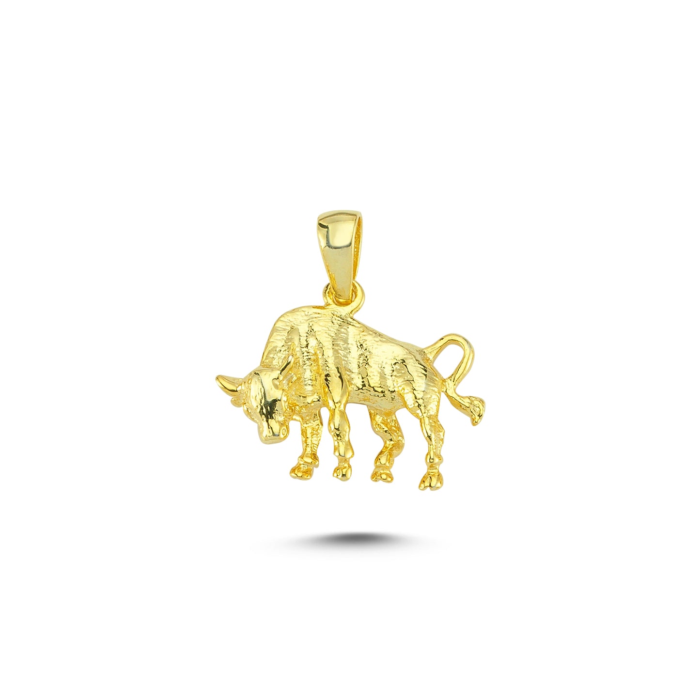 14K Gold Bull Animal Charm Necklace