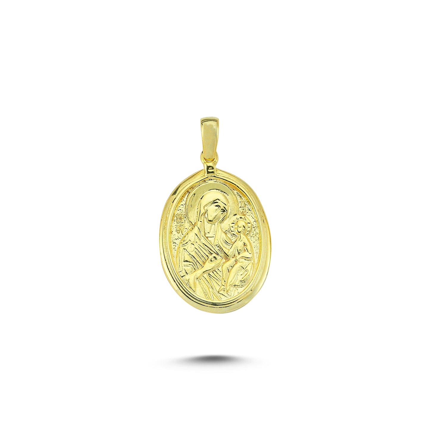 14K Gold Mother Mary with Jesus Charm Necklace