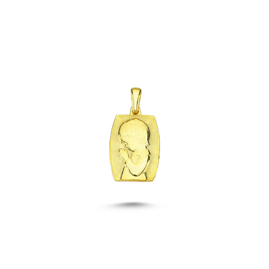 14K Gold Medallion Souvenir Of The First Holy Communion for A Girl Charm Necklace