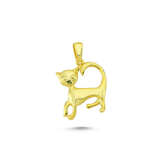 14K Gold Cat Animal Charm Necklace