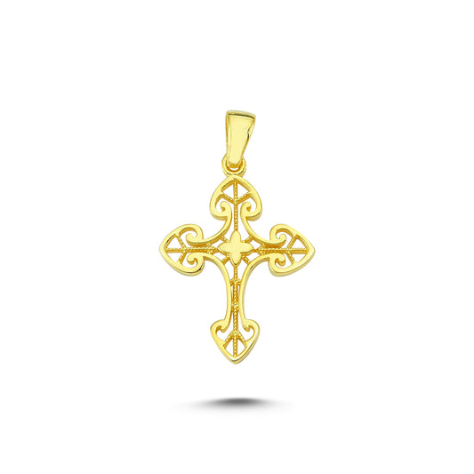 14K Gold Filigree Crucifix Cross Pendant