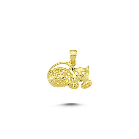 14K Gold Cat Animal Charm Necklace