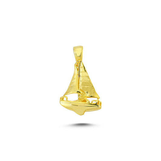 14K Gold Sail Boat Sport Charm Necklace