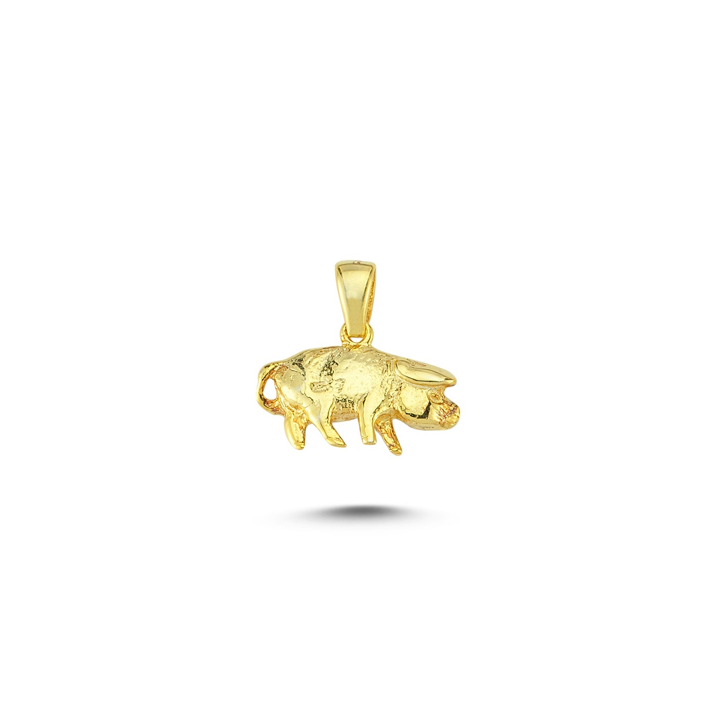 14K Gold Pig Animal Charm Necklace