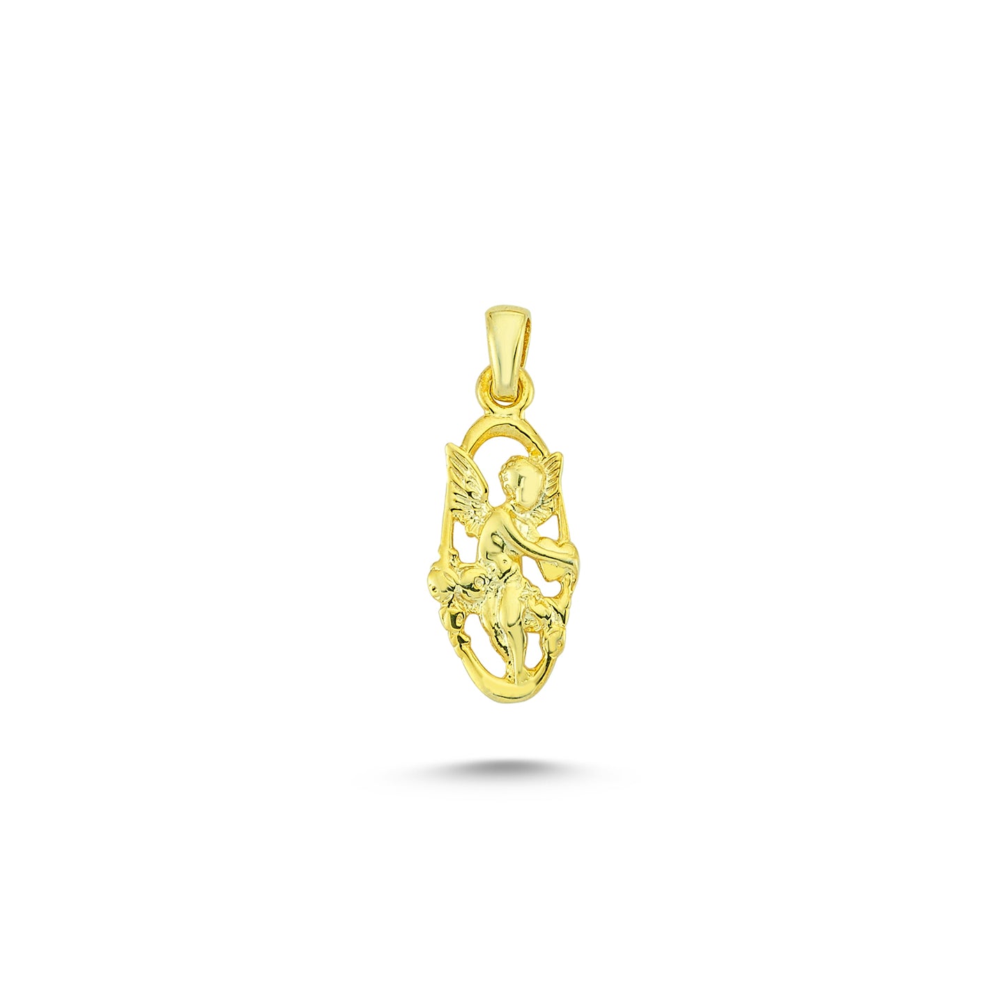 14K Gold Angel Heart Charm Necklace