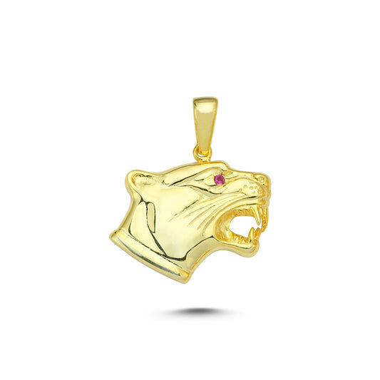 14K Gold Panther Head Animal Charm Necklace