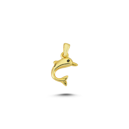 14K Gold Dolphin Animal Charm Necklace