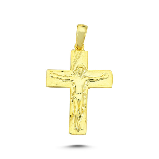 14K Yellow and White Gold Cross Charm Necklace