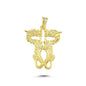 14K Gold Twins Dragon Animal Charm Necklace