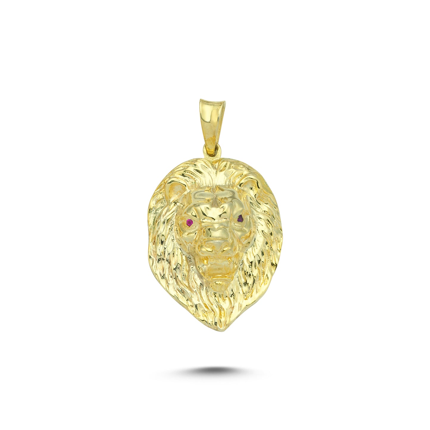 14K Gold Lion Head Animal Charm Necklace