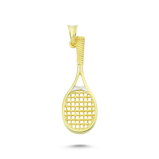 14K Gold Table Tennis Racket Charm Necklace