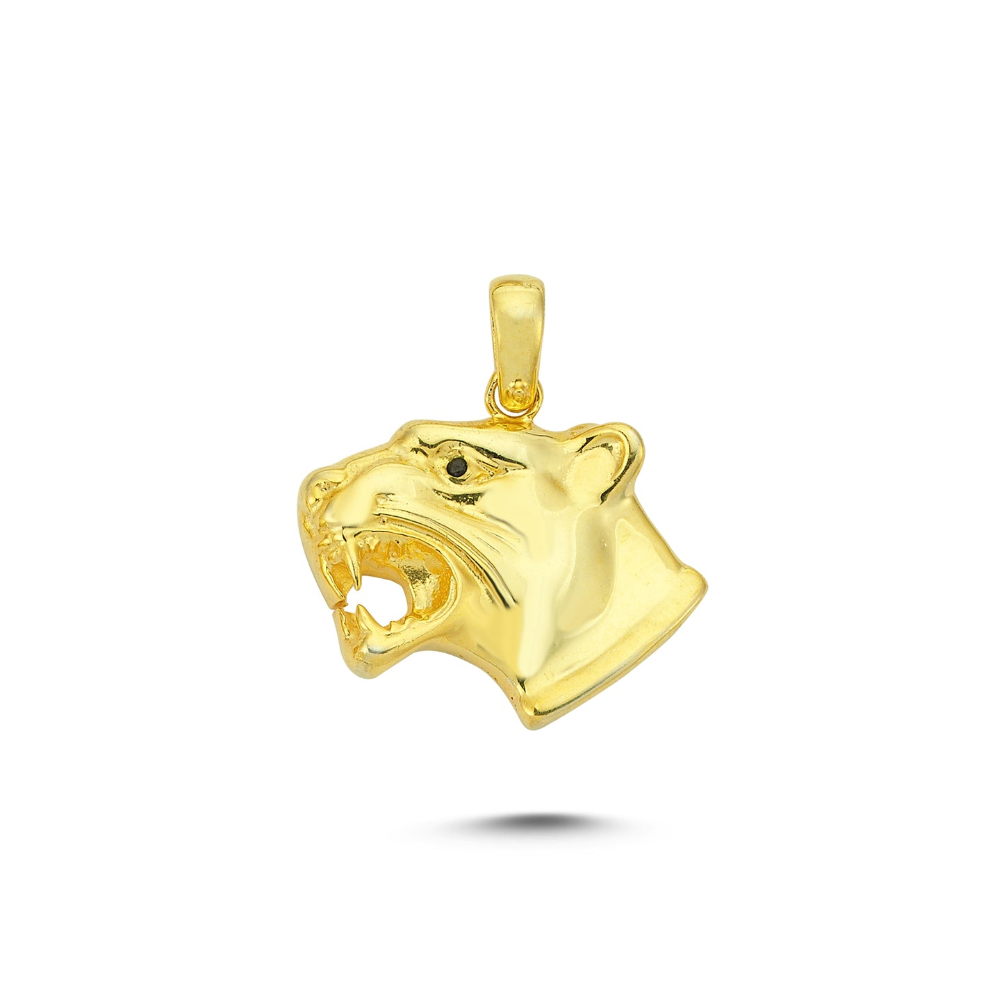 14K Gold Panther Head Animal Charm Necklace