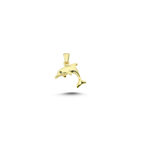 14K Gold Dolphin Animal Charm Necklace