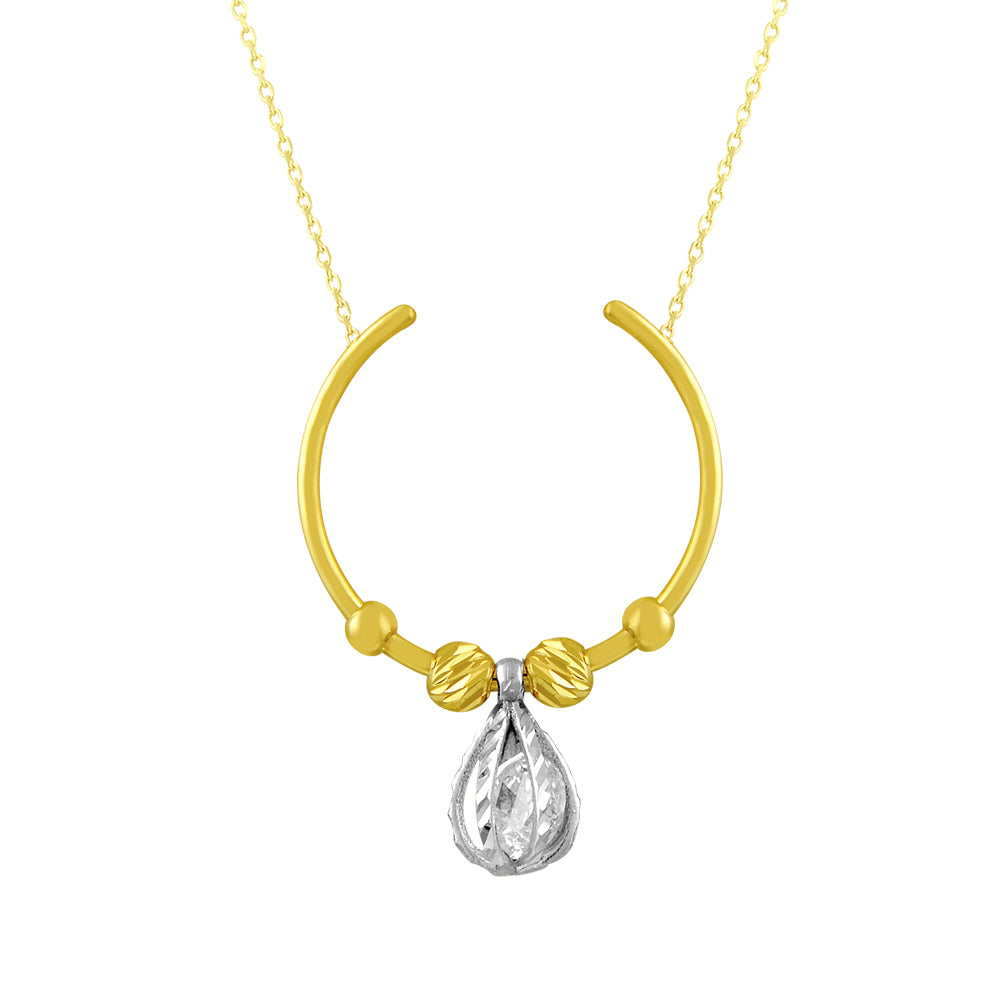 14K Solid Gold Zircon Stone Pearl Dorica Necklace