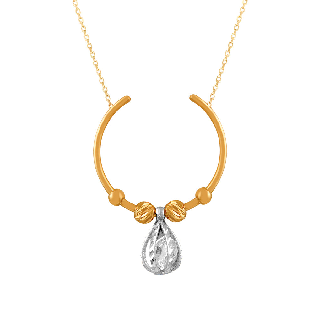 14K Solid Gold Zircon Stone Pearl Dorica Necklace