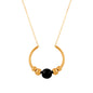 14K Solid Gold Black Zircon Stone Necklace