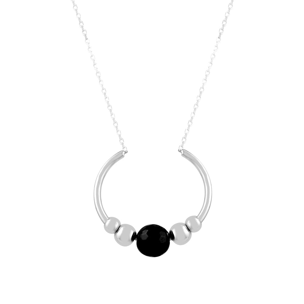 14K Solid Gold Black Zircon Stone Necklace