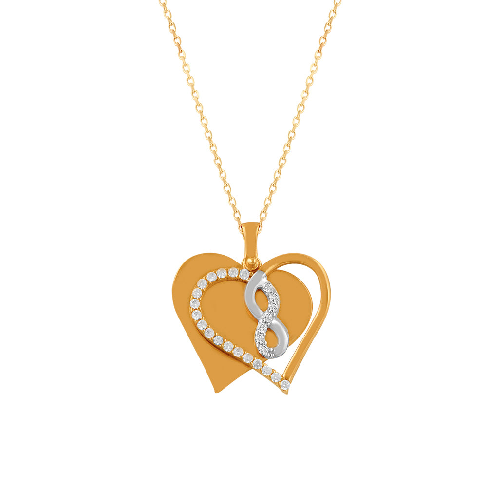 14K Solid Gold Black Zircon Stone Eternity Heart Necklace