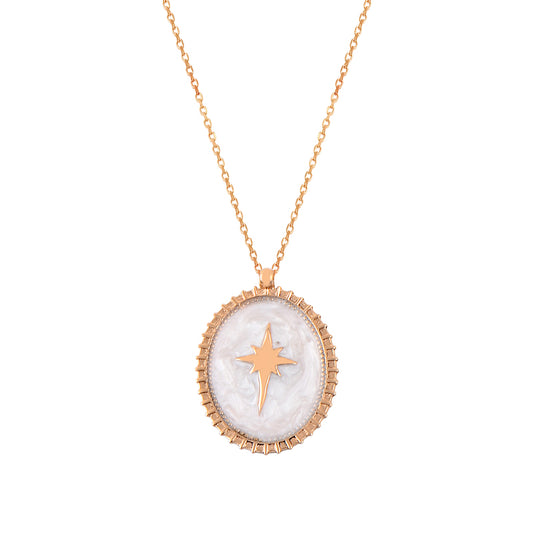 14K Solid Gold North Star Necklace