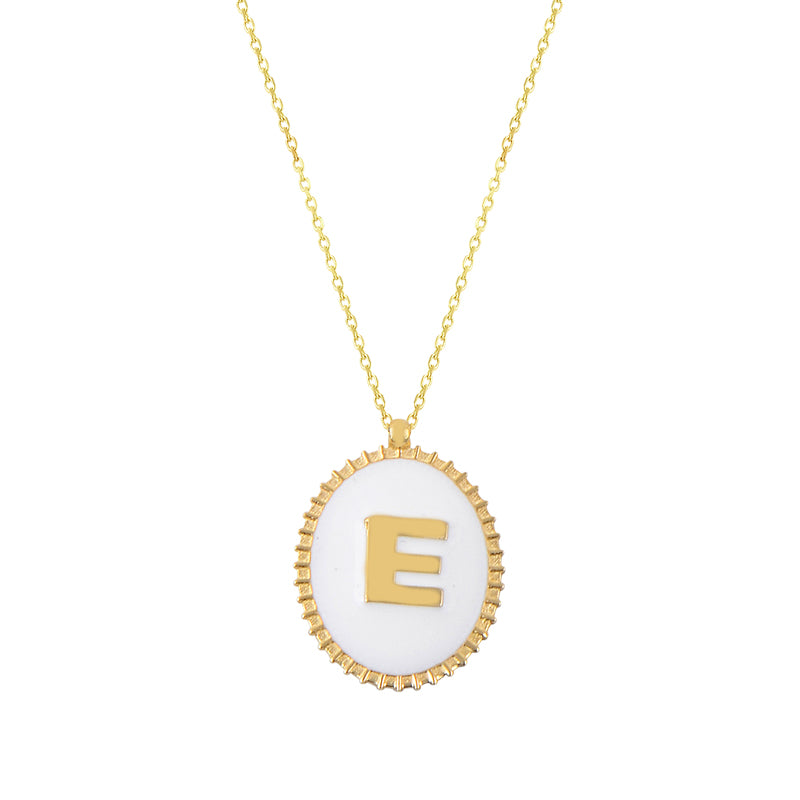 14K Solid Gold E Letter Necklace