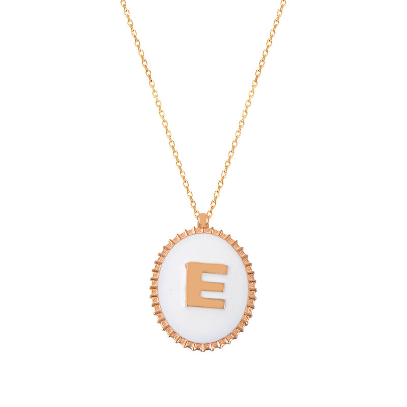 14K Solid Gold E Letter Necklace