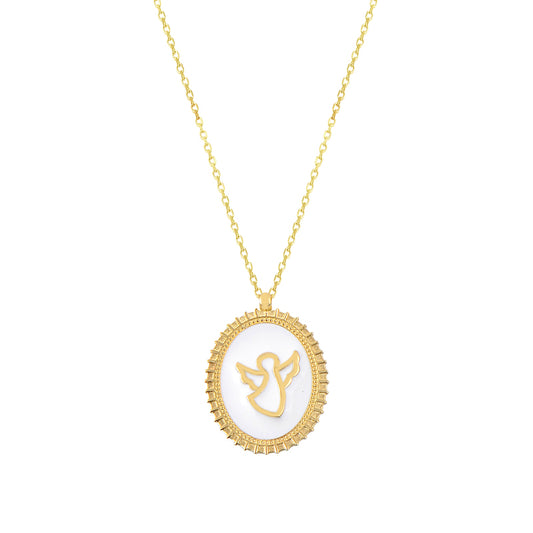 14K Solid Gold Angel Necklace