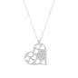 14K Solid Gold Zircon Stone Heart Necklace